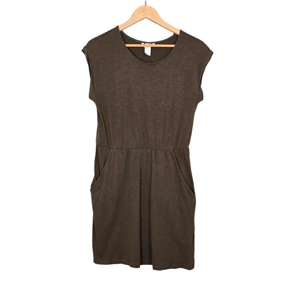 H&M Women's Brown Divided Cotton Modal Pocket Mini Dress S